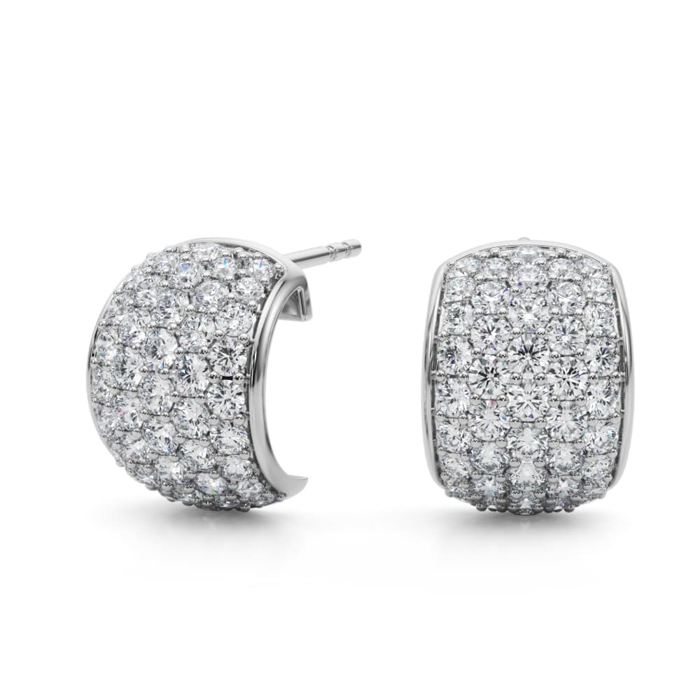 Multi-Row Pavé Huggie Earrings (1 ct. tw.), Angle view in white gold or platinum