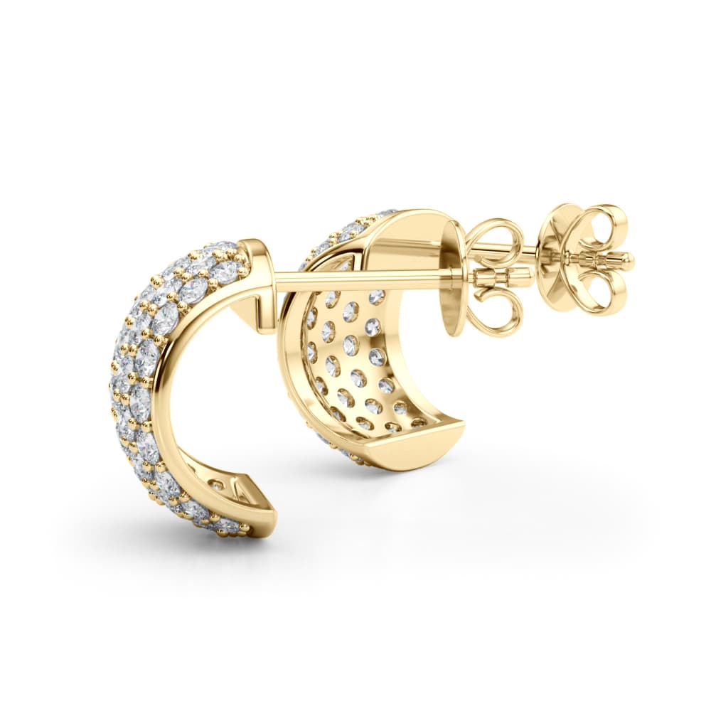 Multi-Row Pavé Huggie Earrings (1 ct. tw.), On hand view in yellow gold