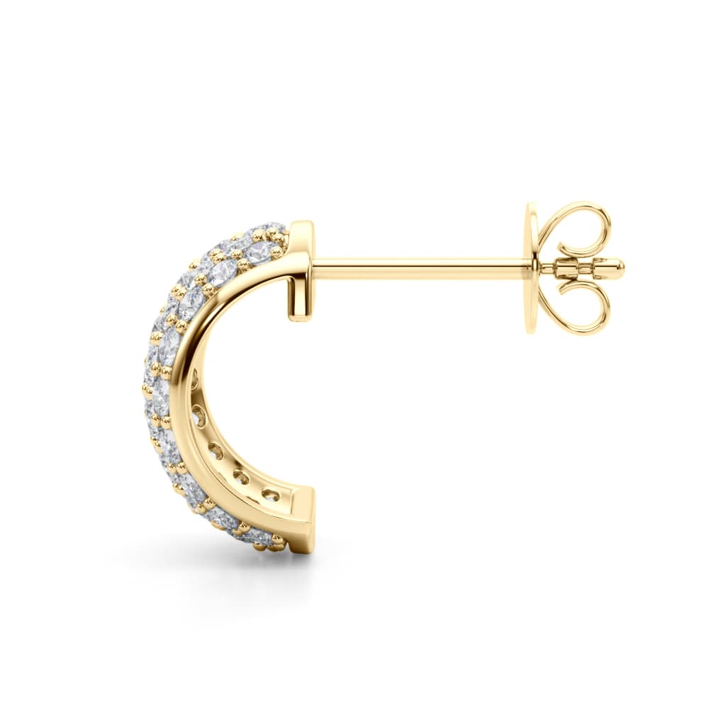 Multi-Row Pavé Huggie Earrings (1 ct. tw.), Side view in yellow gold
