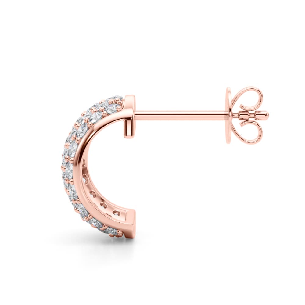 Multi-Row Pavé Huggie Earrings (1 ct. tw.), Side view in rose gold