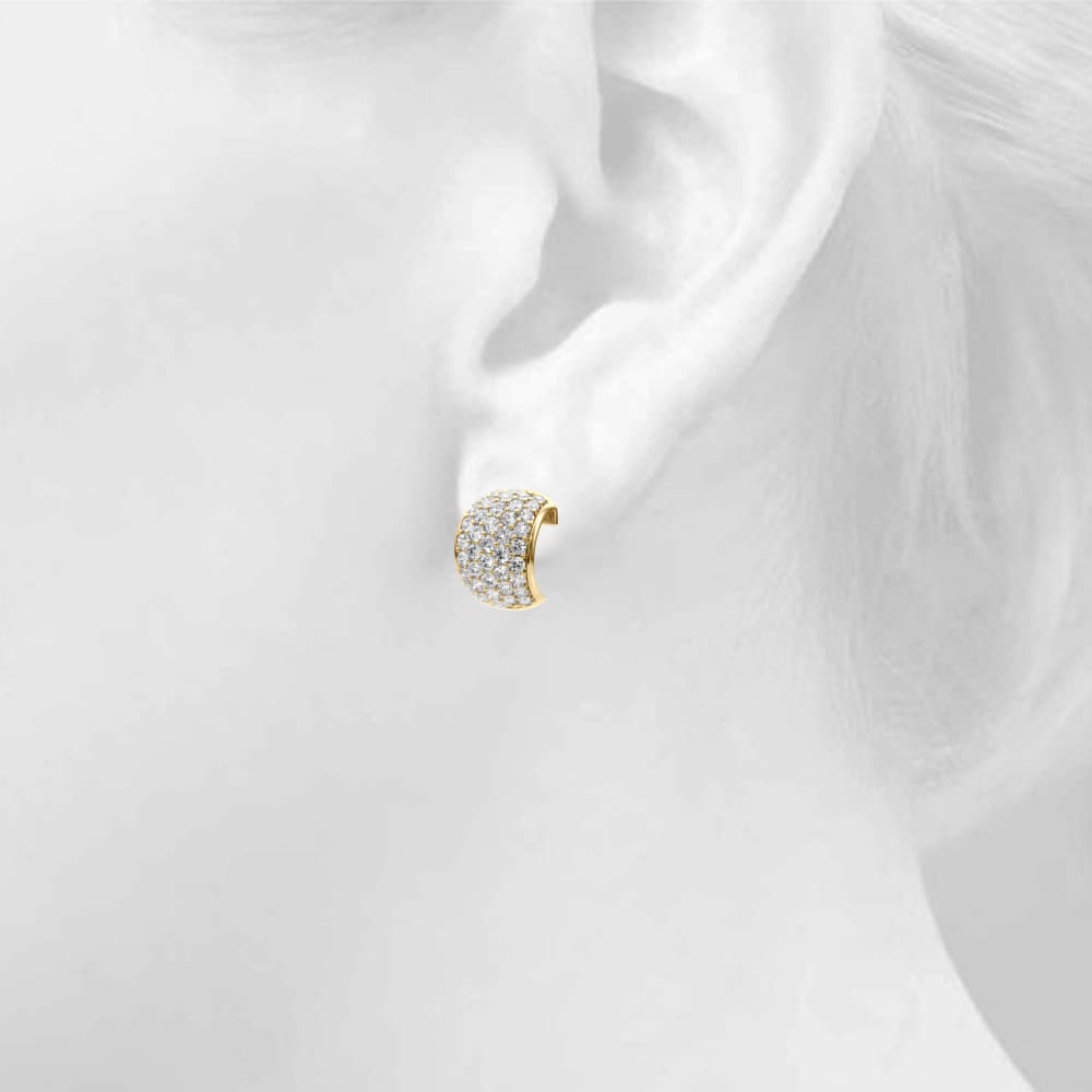 Multi-Row Pavé Huggie Earrings (1 ct. tw.), Top view in yellow gold