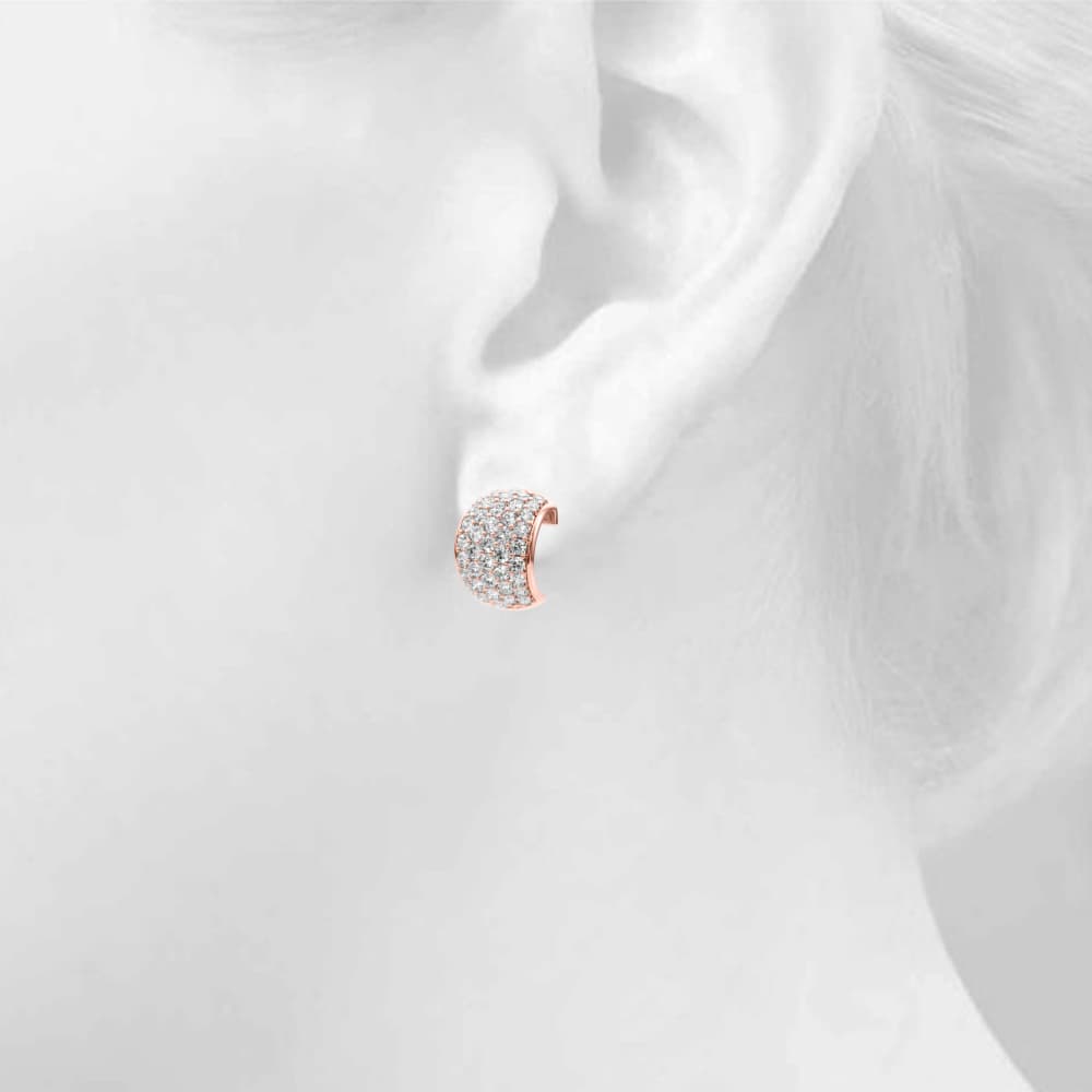 Multi-Row Pavé Huggie Earrings (1 ct. tw.), Top view in rose gold
