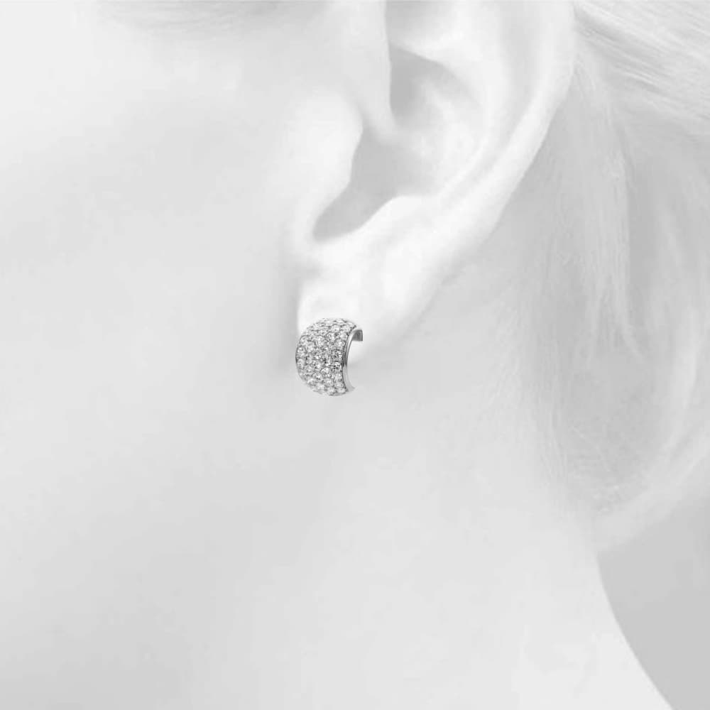 Multi-Row Pavé Huggie Earrings (1 ct. tw.), Top view in white gold or platinum