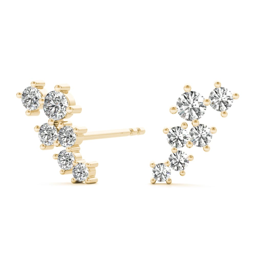 Scattered Lab Grown Diamond Studs (1/4 ct. tw.), Angle view in yellow gold