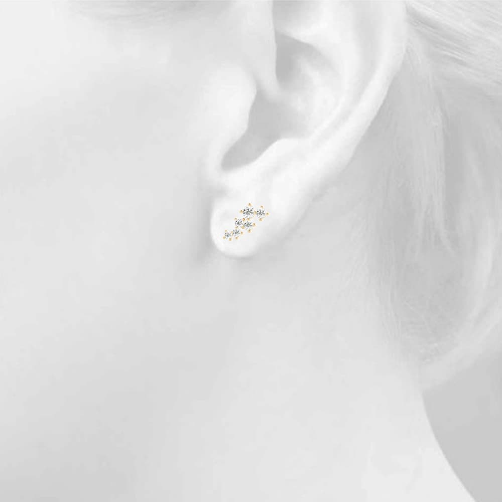 Scattered Lab Grown Diamond Studs (1/4 ct. tw.), Top view in yellow gold