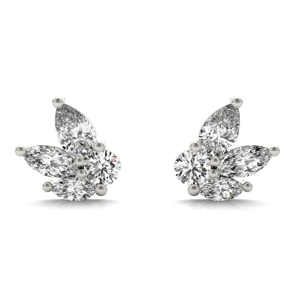 Lab-Grown Diamond Marquise Cluster Stud Earrings — View 1