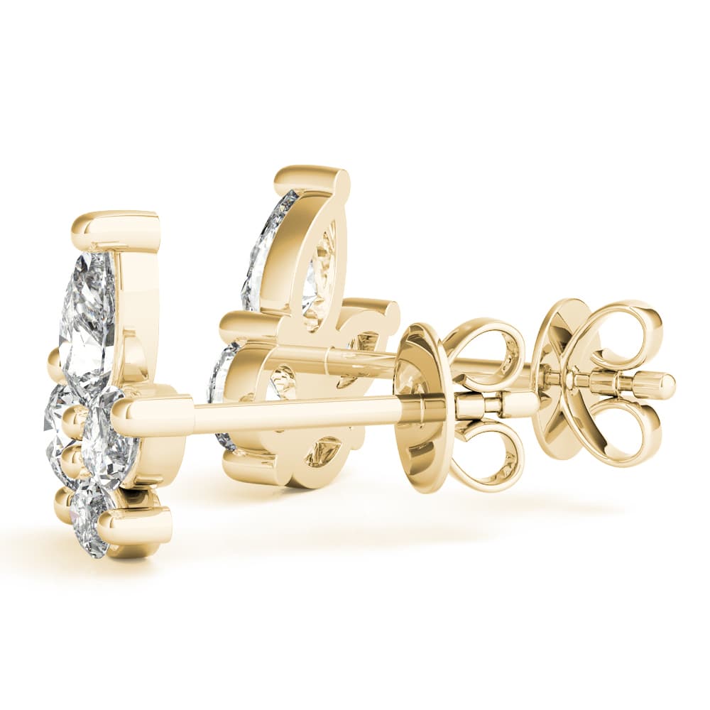 Lab-Grown Diamond Marquise Cluster Stud Earrings (1.04 ct. tw.), On hand view in yellow gold