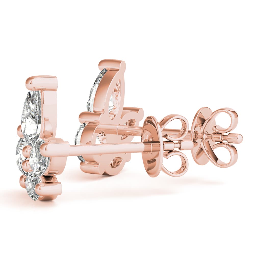 Lab-Grown Diamond Marquise Cluster Stud Earrings (1.04 ct. tw.), On hand view in rose gold