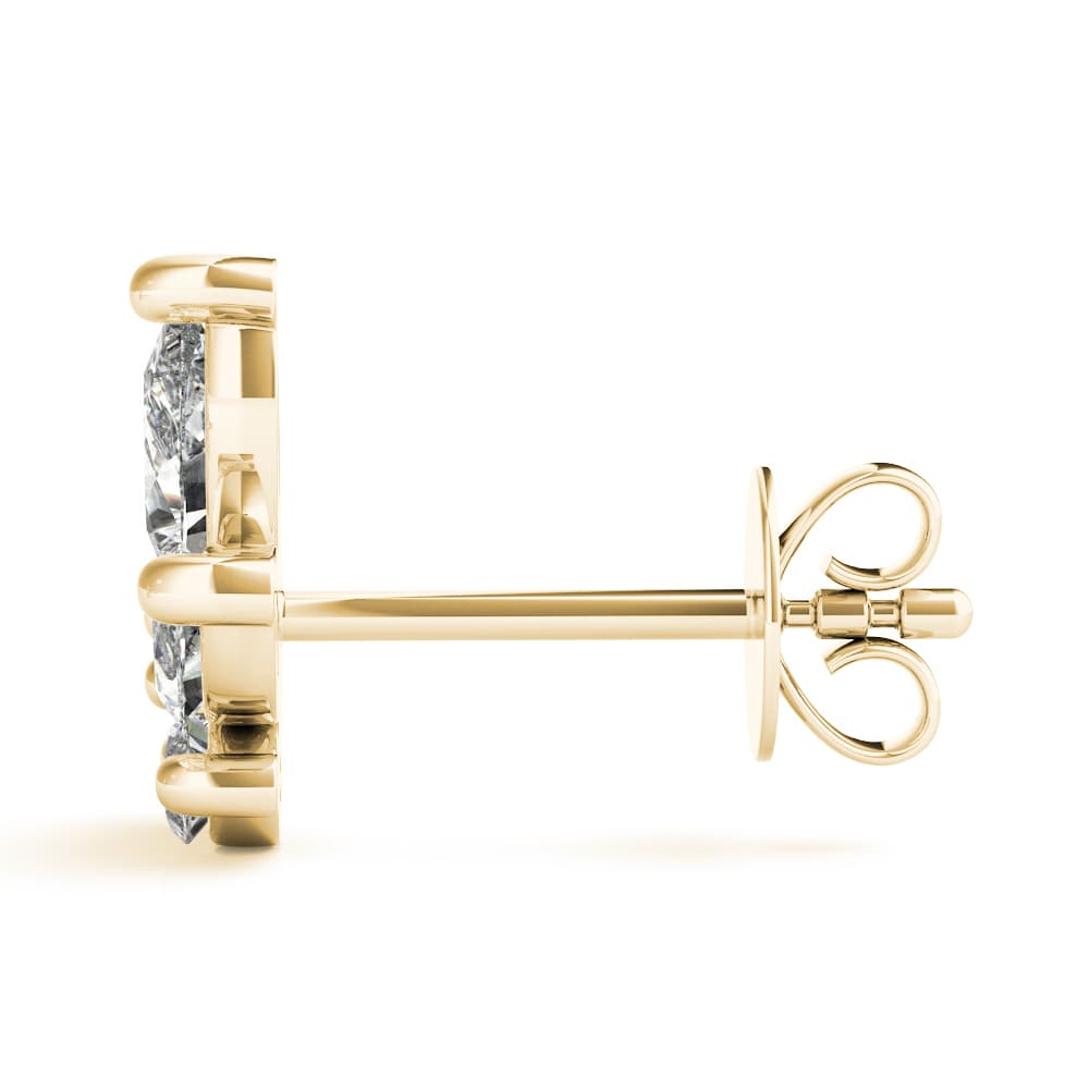 Lab-Grown Diamond Marquise Cluster Stud Earrings (1.04 ct. tw.), Side view in yellow gold