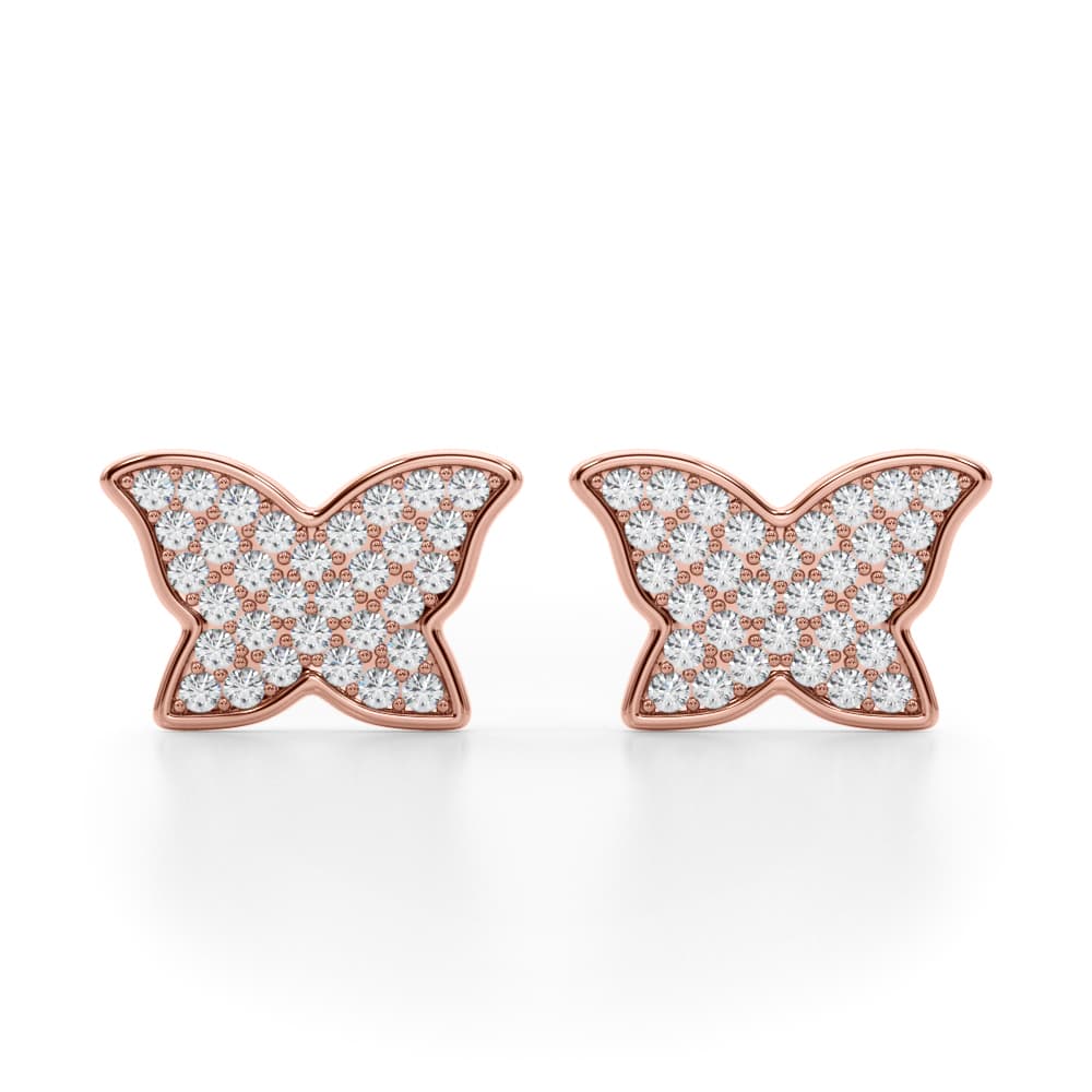 Modern Butterfly Earrings (5/8 ct. tw.), Front view in rose gold