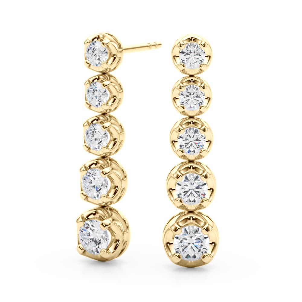 Bezel Set Drop Pendant Earrings (0.84 ct. tw.), Angle view in yellow gold