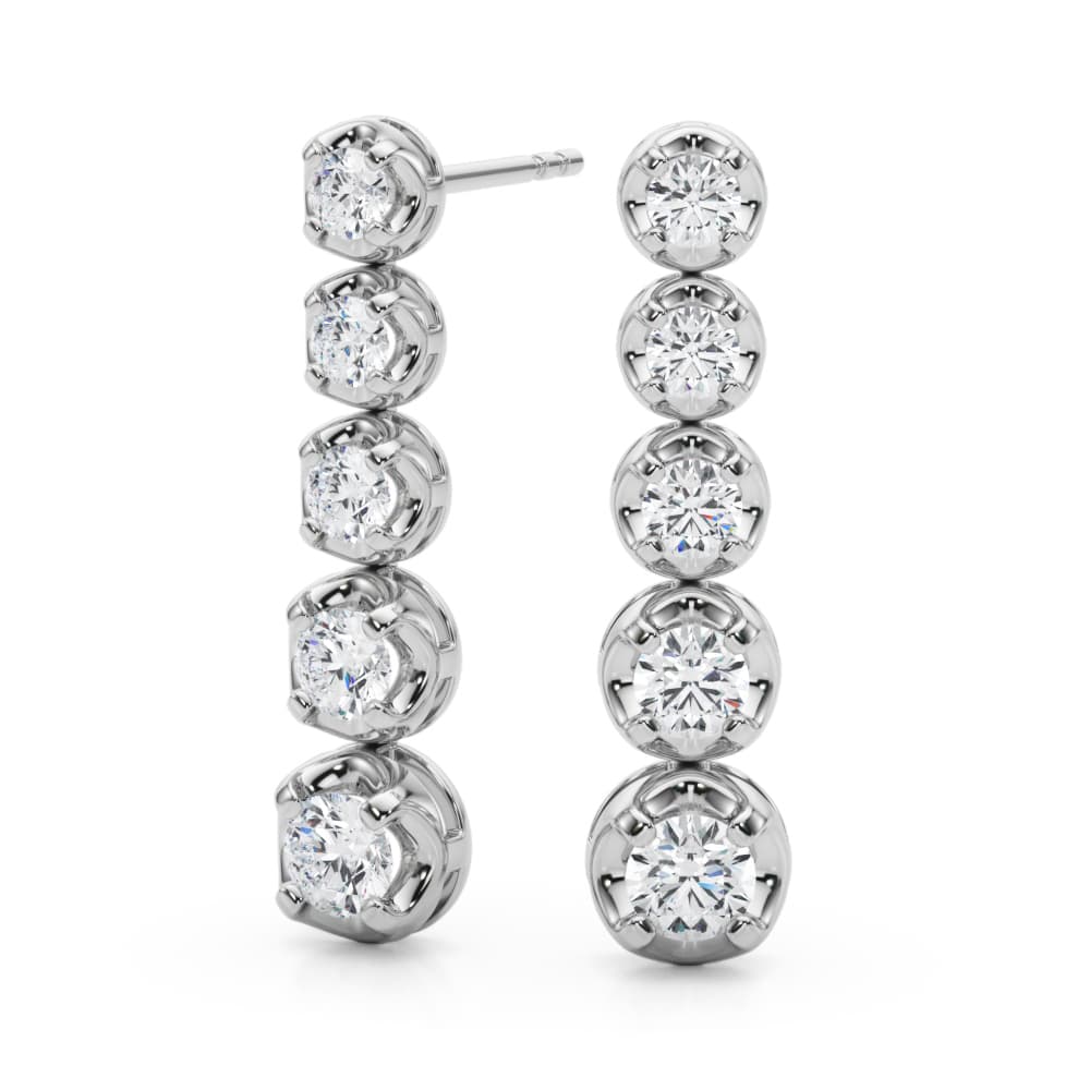Bezel Set Drop Pendant Earrings (0.84 ct. tw.), Angle view in white gold or platinum