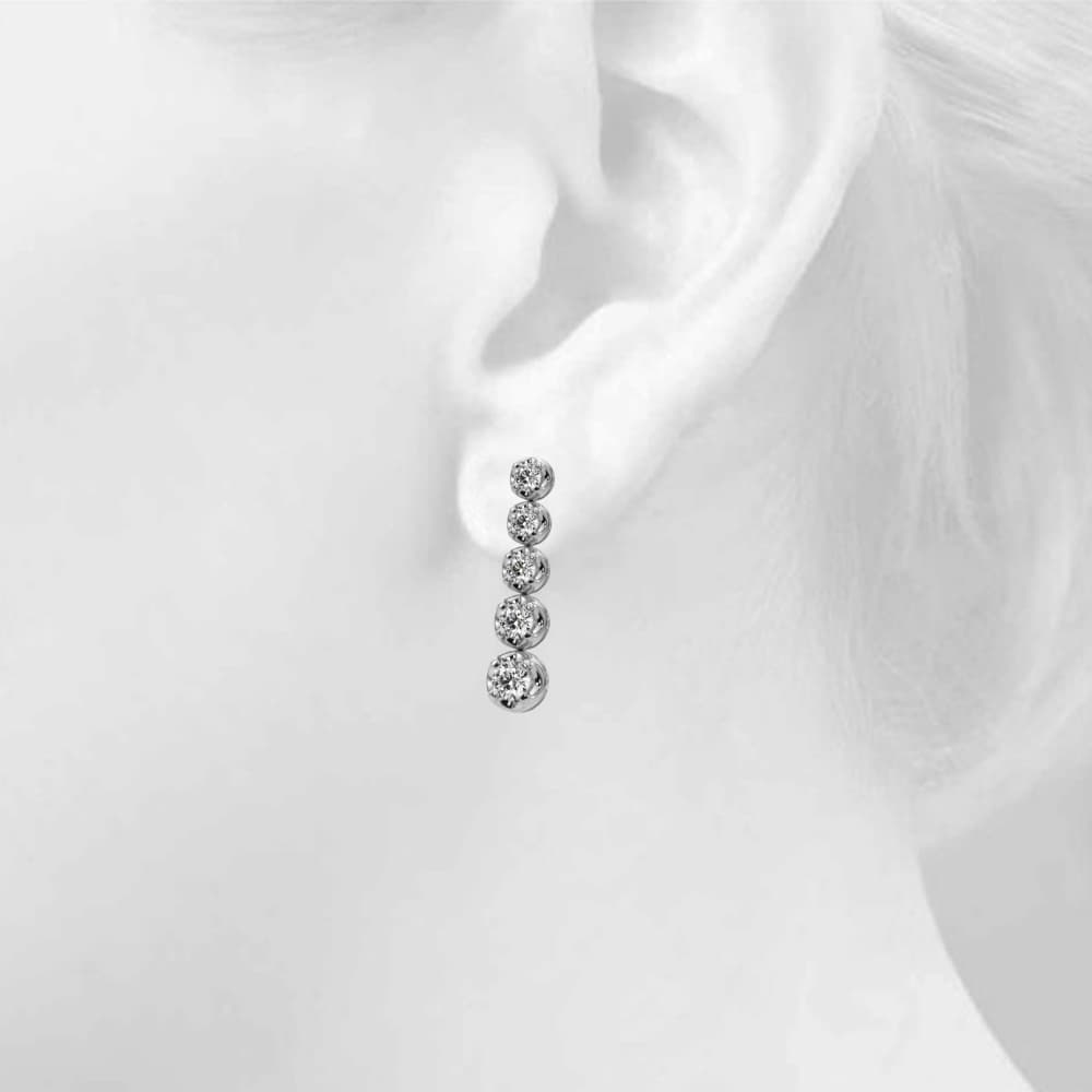 Bezel Set Drop Pendant Earrings (0.84 ct. tw.), Top view in white gold or platinum