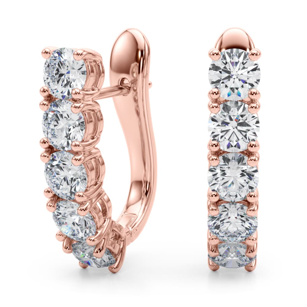 Prong Set Omega Back Earrings (2 ct. tw.), Angle view in rose gold