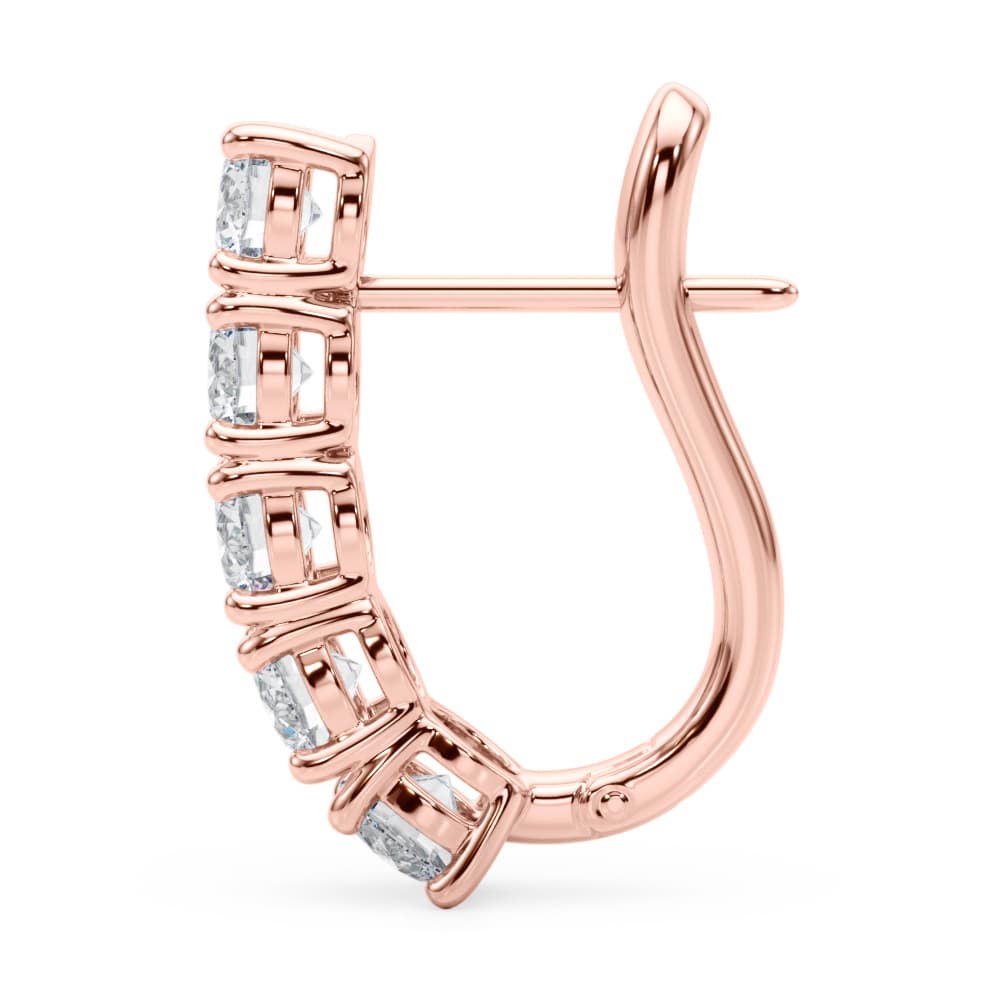Prong Set Omega Back Earrings (2 ct. tw.), Side view in rose gold