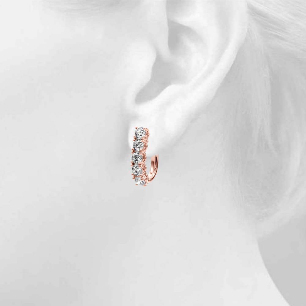 Prong Set Omega Back Earrings (2 ct. tw.), Top view in rose gold