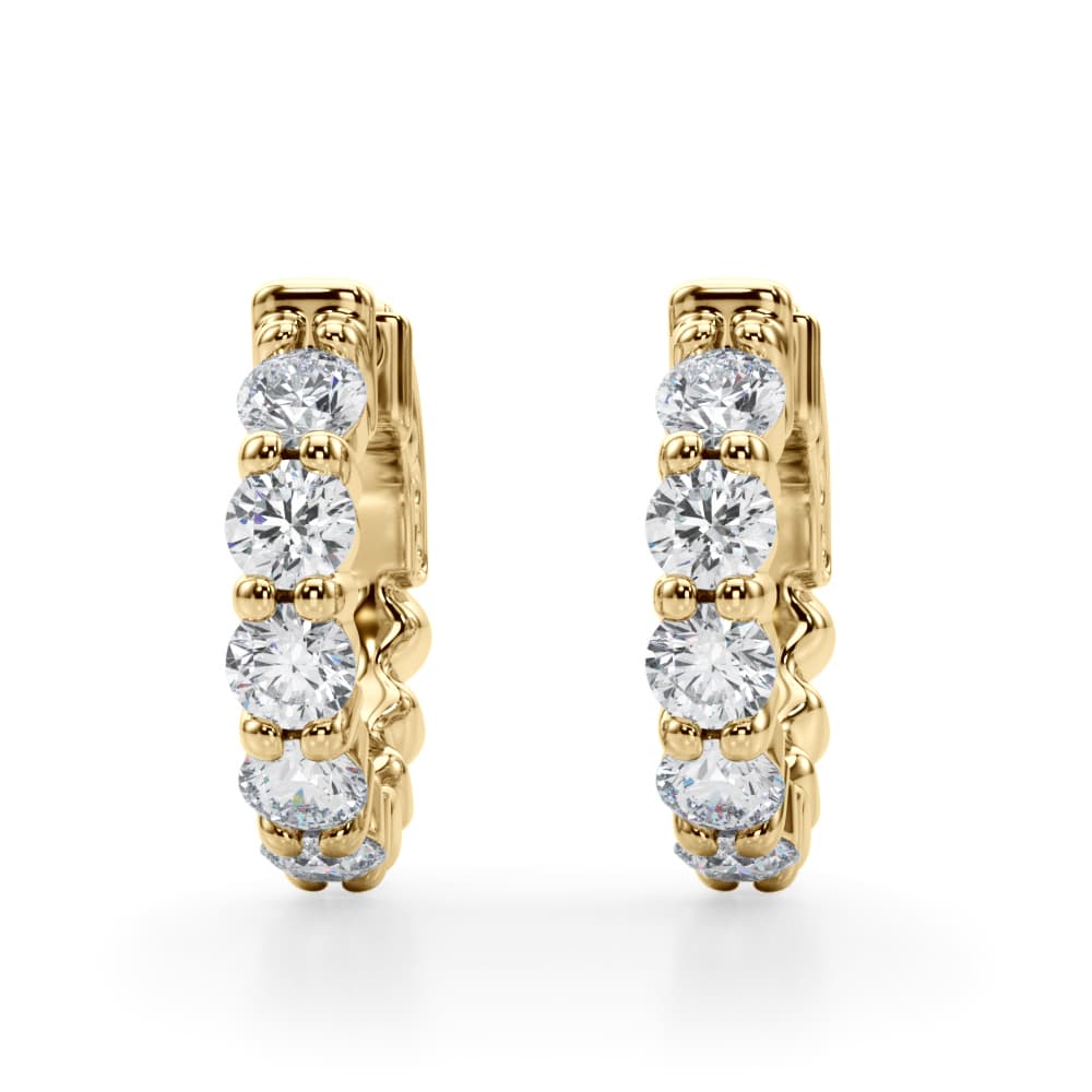 Lab-Grown Diamond Shared Prong Vault Lock Hoop Earrings (1.6 ct. tw.), Front view in yellow gold