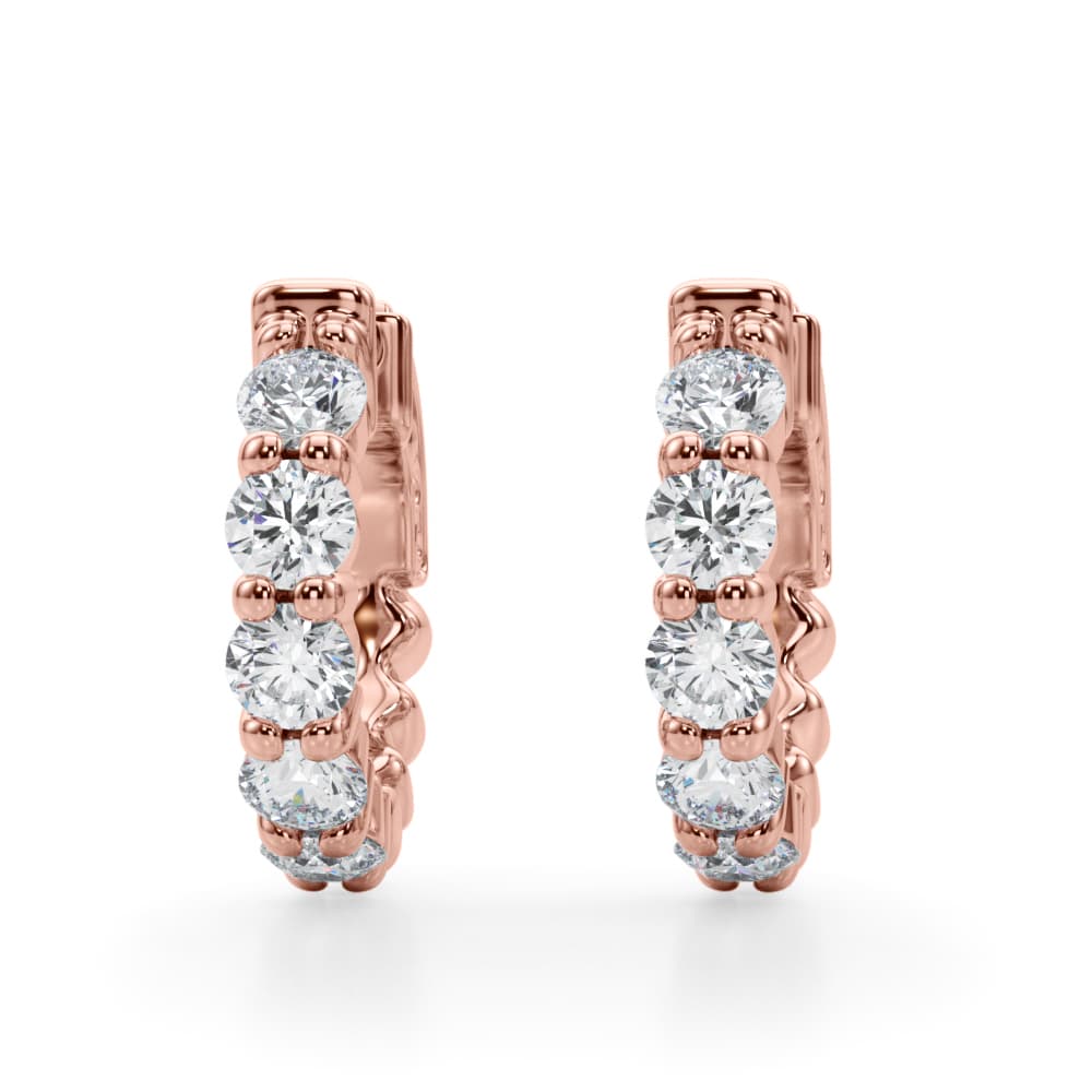 Lab-Grown Diamond Shared Prong Vault Lock Hoop Earrings (1.6 ct. tw.), Front view in rose gold