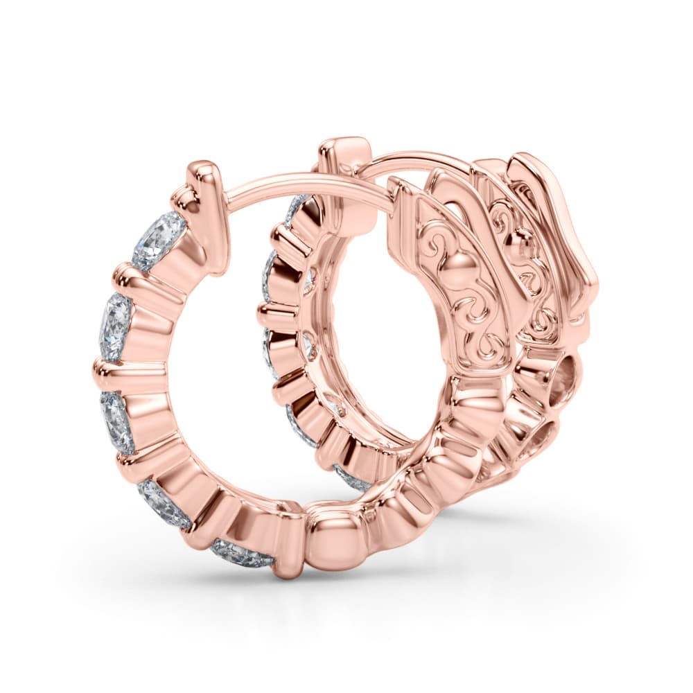 Lab-Grown Diamond Shared Prong Vault Lock Hoop Earrings (1.6 ct. tw.), On hand view in rose gold