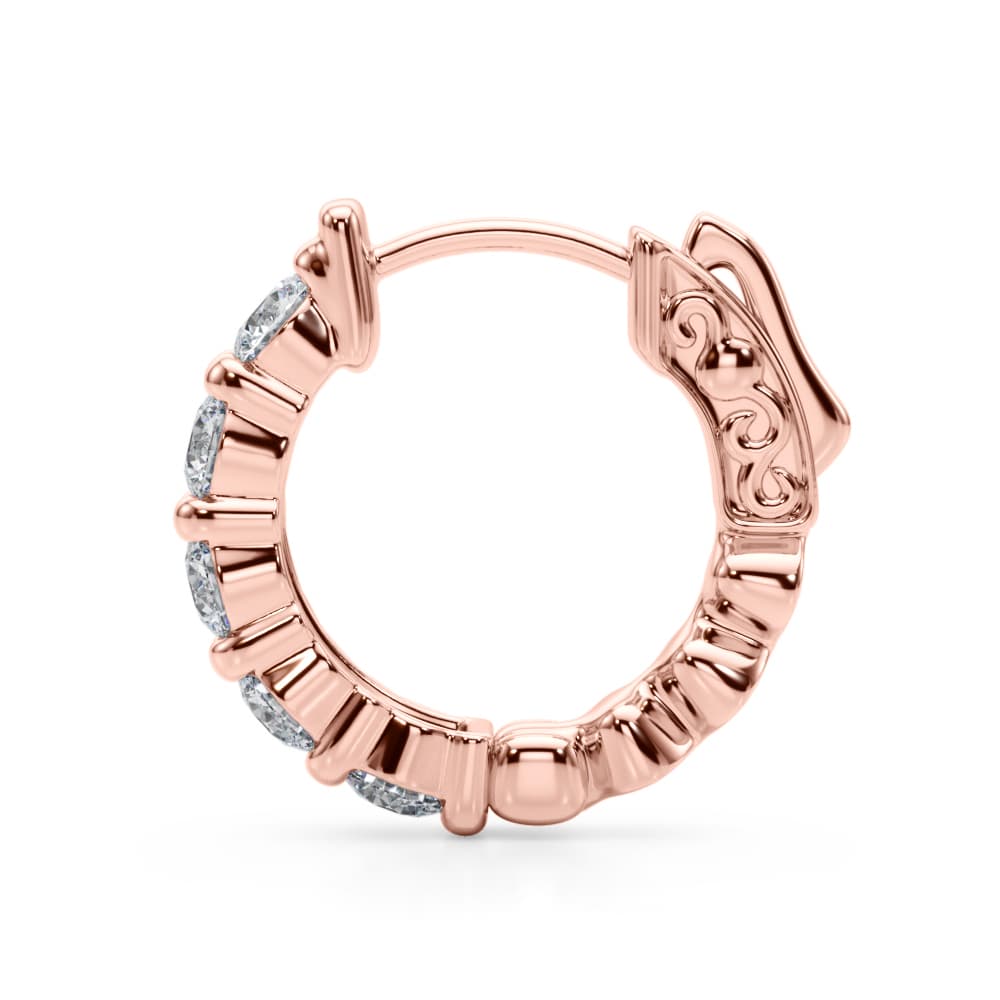 Lab-Grown Diamond Shared Prong Vault Lock Hoop Earrings (1.6 ct. tw.), Side view in rose gold