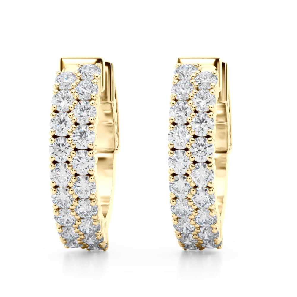 Double Row Hoop Earrings (1 1/8 ct. tw.), Front view in yellow gold