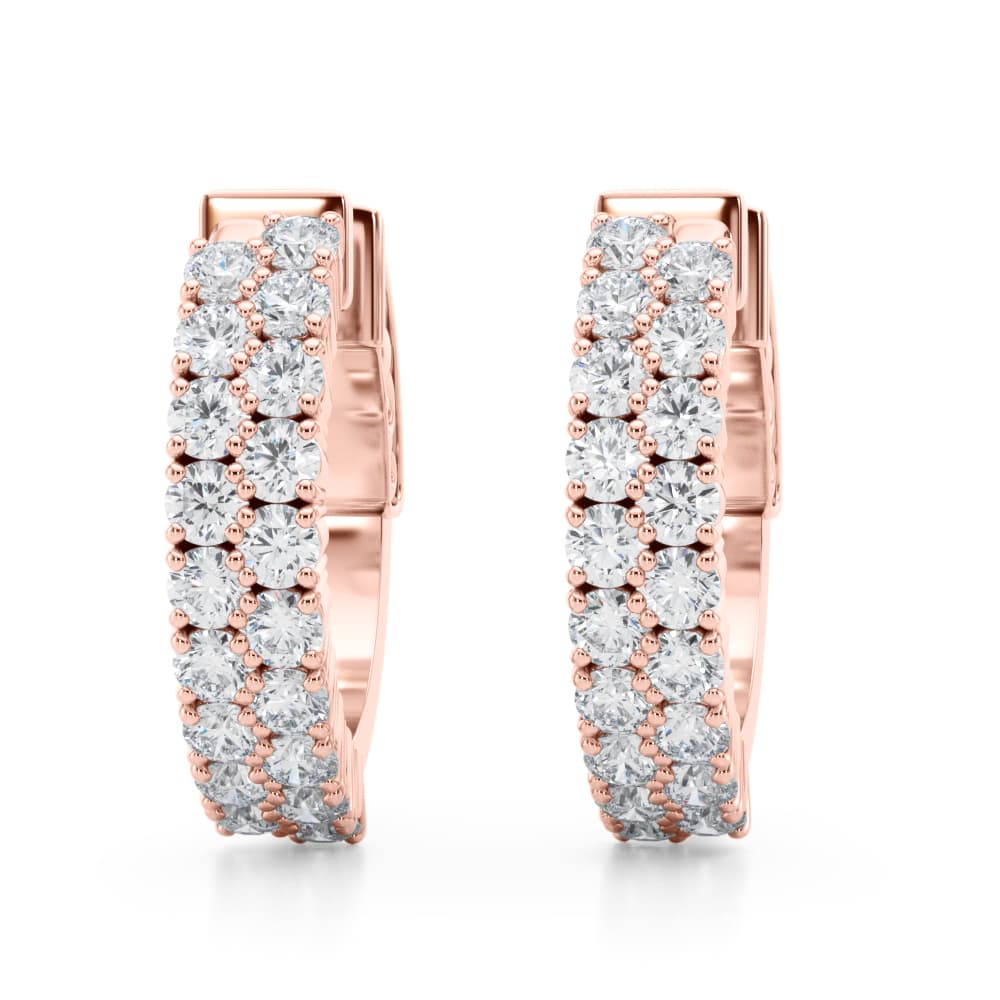 Double Row Hoop Earrings (1 1/8 ct. tw.), Front view in rose gold