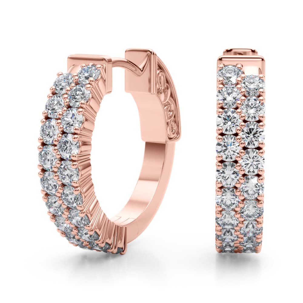 Double Row Hoop Earrings (1 1/8 ct. tw.), Angle view in rose gold