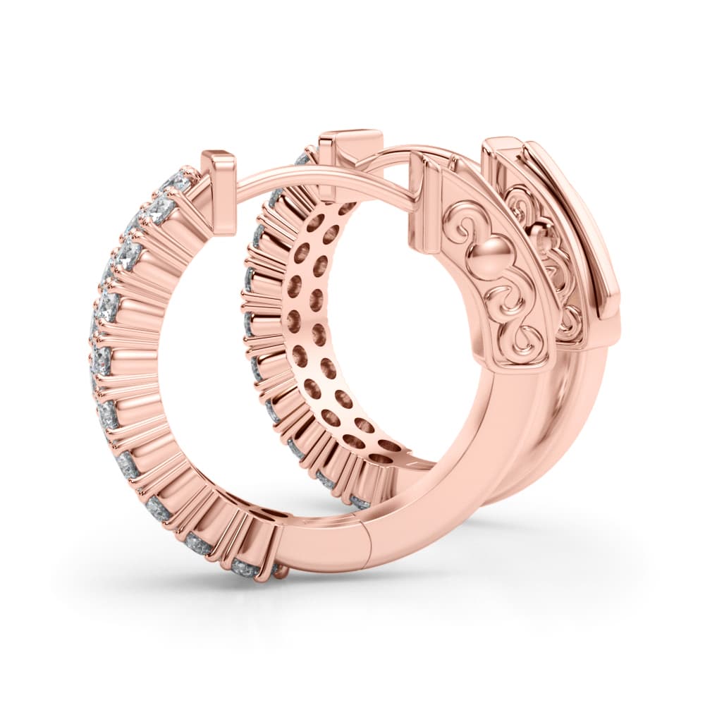 Double Row Hoop Earrings (1 1/8 ct. tw.), On hand view in rose gold