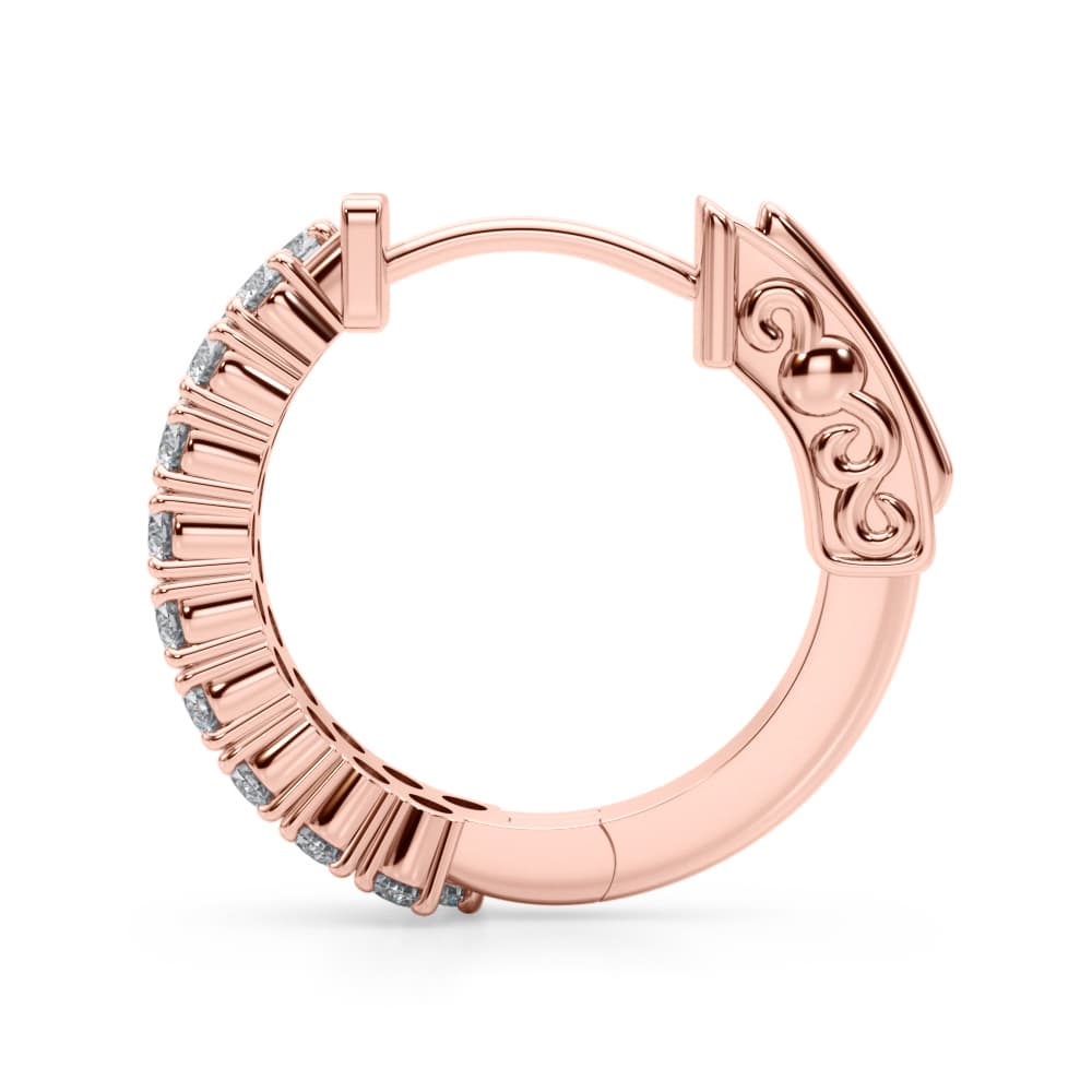 Double Row Hoop Earrings (1 1/8 ct. tw.), Side view in rose gold