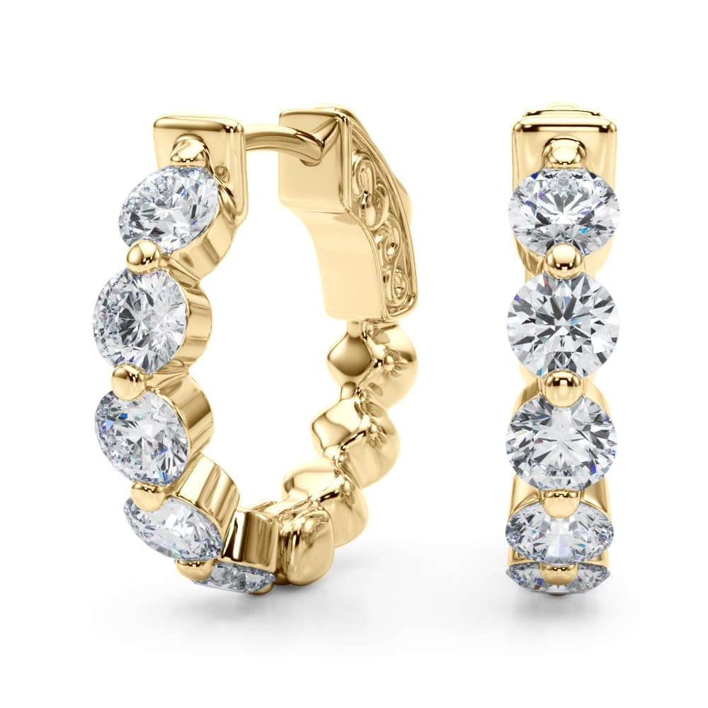 Classic Inside Out U-Prong Hoop Earrings (1 ct. tw.), Angle view in yellow gold