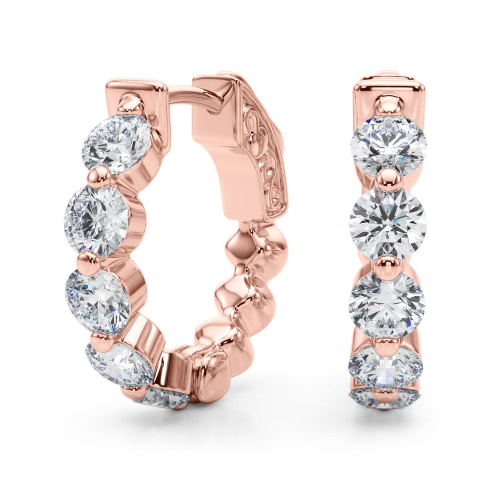 Classic Inside Out U-Prong Hoop Earrings (1 ct. tw.), Angle view in rose gold