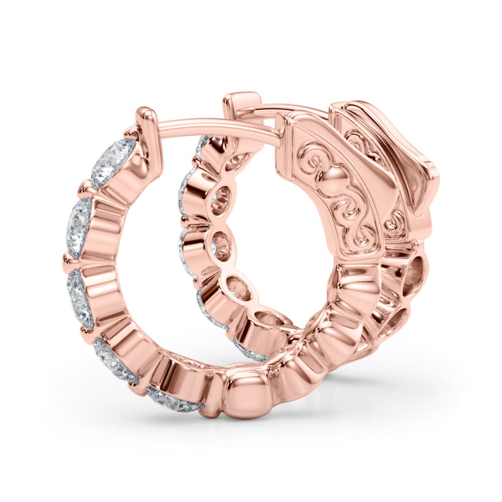 Classic Inside Out U-Prong Hoop Earrings (1 ct. tw.), On hand view in rose gold