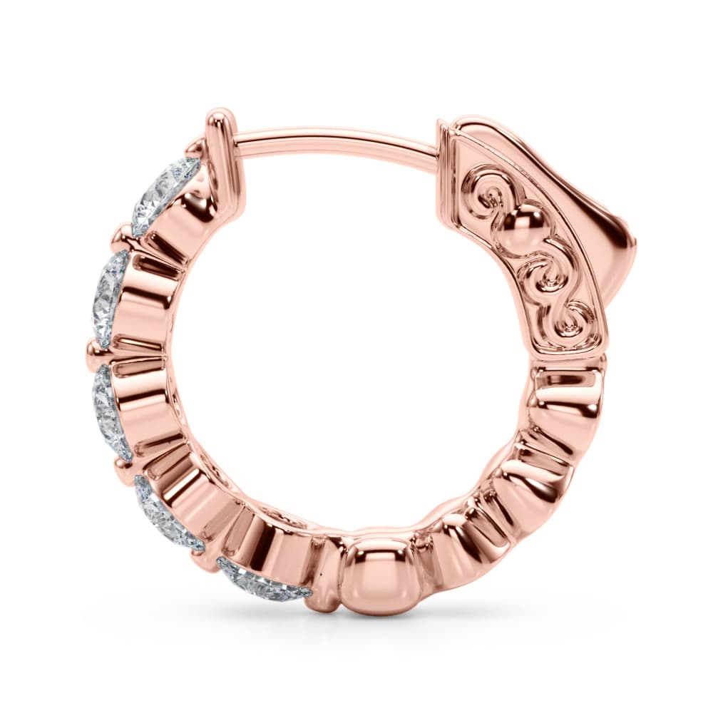 Classic Inside Out U-Prong Hoop Earrings (1 ct. tw.), Side view in rose gold