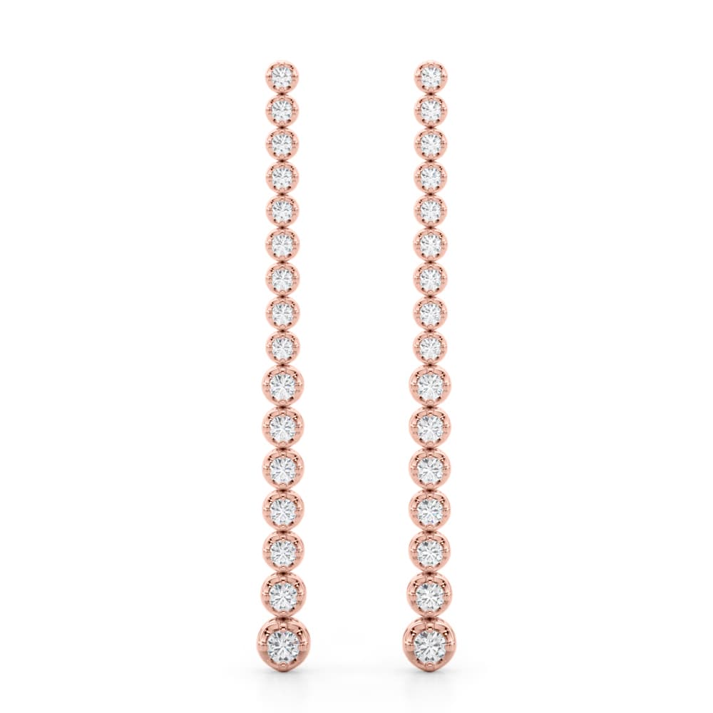 Bezel Set Drop Earrings (3.18 ct. tw.), Front view in rose gold