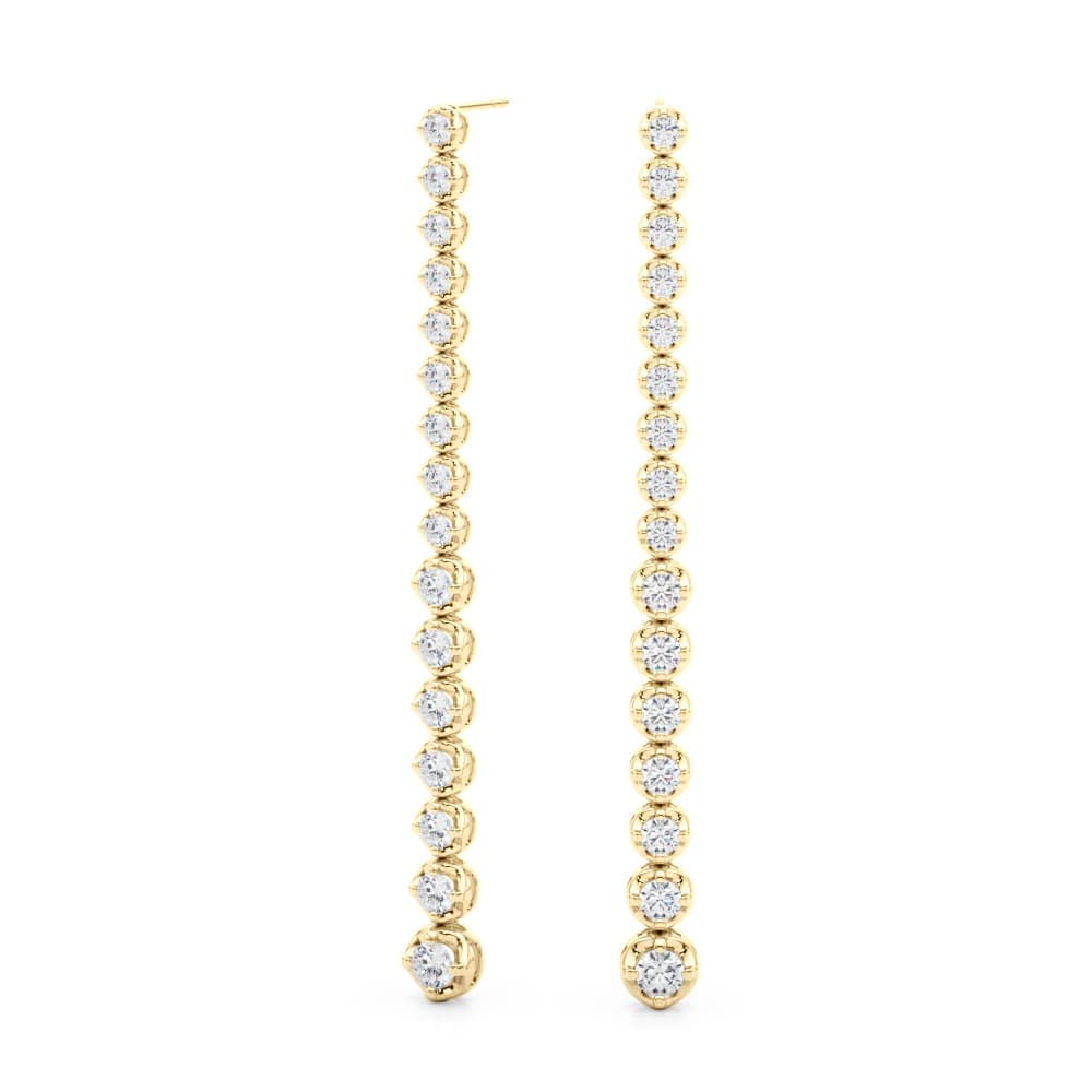 Bezel Set Drop Earrings (3.18 ct. tw.), Angle view in yellow gold