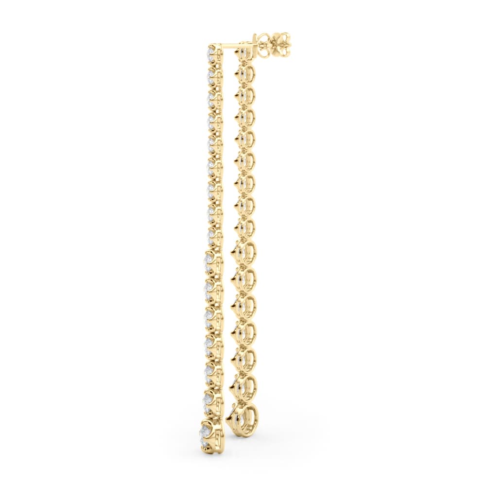 Bezel Set Drop Earrings (3.18 ct. tw.), On hand view in yellow gold