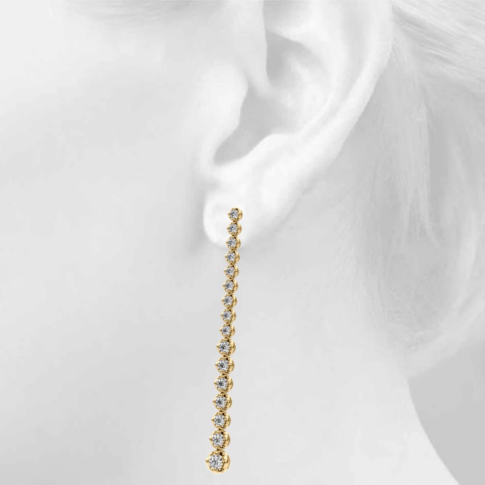 Bezel Set Drop Earrings (3.18 ct. tw.), Top view in yellow gold