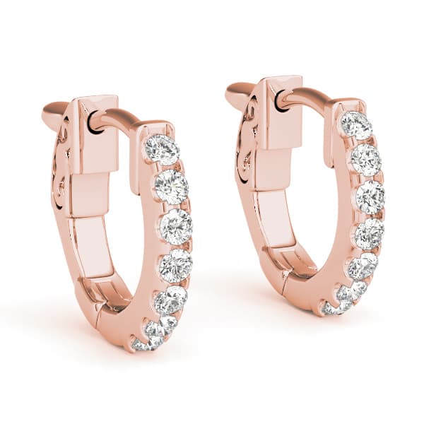 Lab-Grown Diamond Single Row Huggies (0.28 ct. tw.), Front view in rose gold