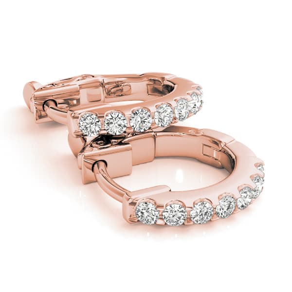 Lab-Grown Diamond Single Row Huggies (0.28 ct. tw.), On hand view in rose gold