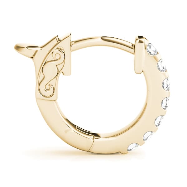 Lab-Grown Diamond Single Row Huggies (0.28 ct. tw.), Side view in yellow gold