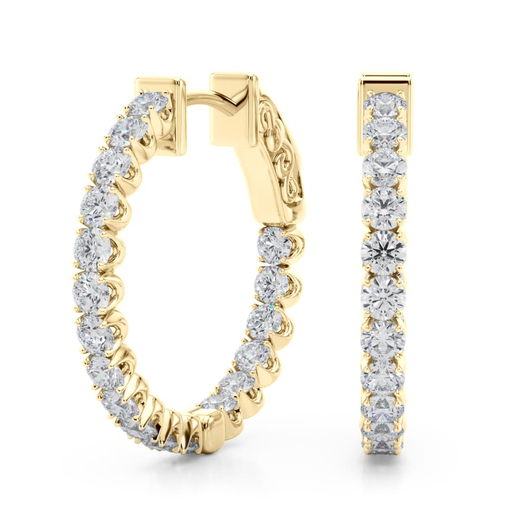 Classic Inside Out U-Prong Hoop Earrings (1.02 ct. tw.), Front view in yellow gold