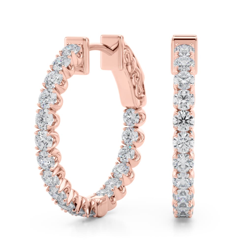 Classic Inside Out U-Prong Hoop Earrings (1.02 ct. tw.), Front view in rose gold