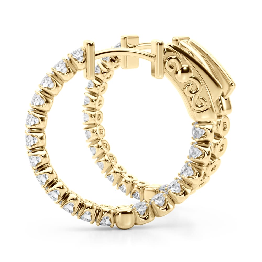 Classic Inside Out U-Prong Hoop Earrings (1.02 ct. tw.), Angle view in yellow gold