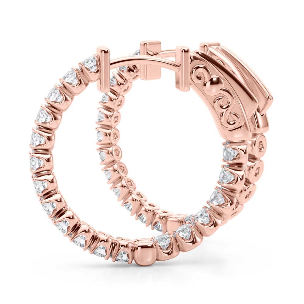 Classic Inside Out U-Prong Hoop Earrings (1.02 ct. tw.), Angle view in rose gold
