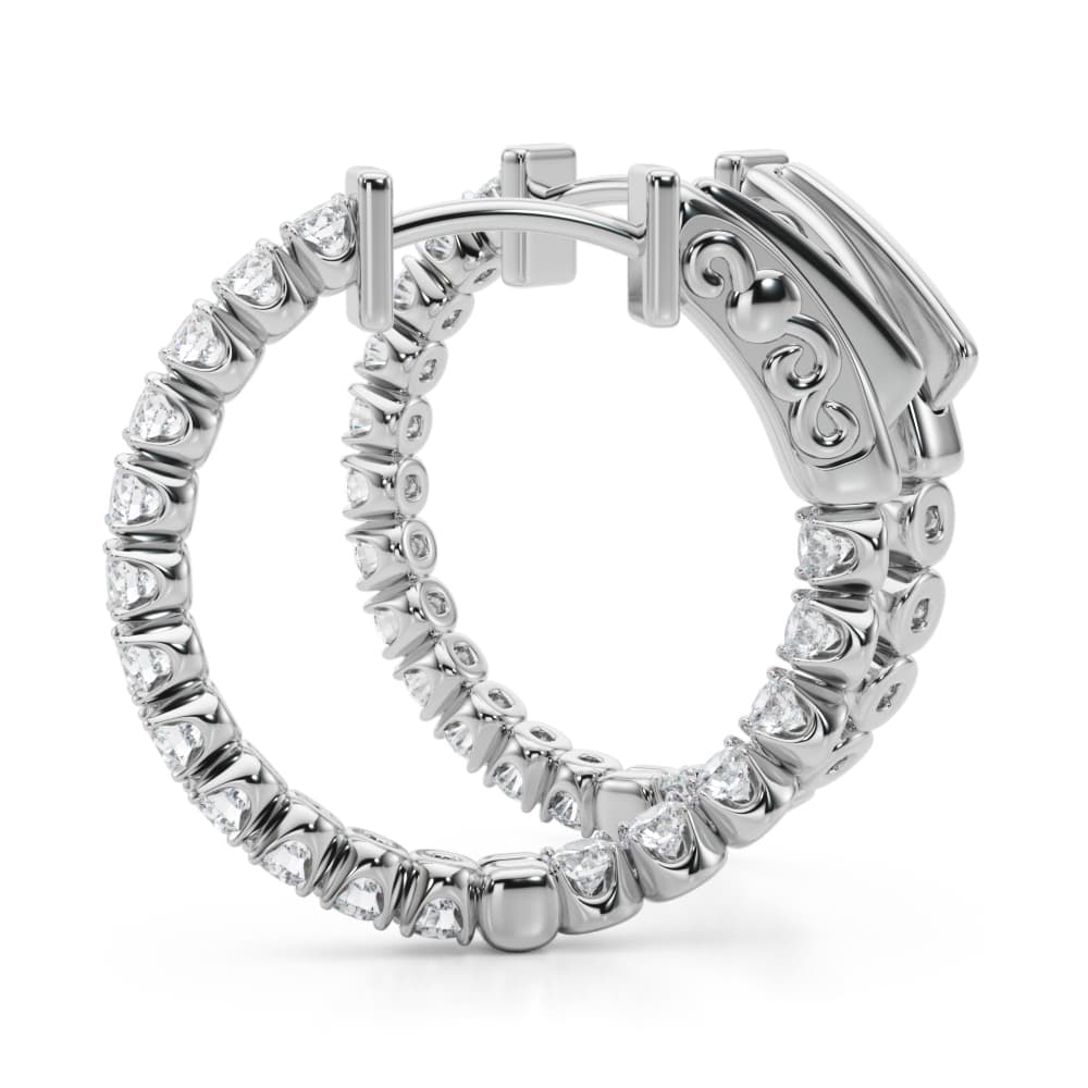Classic Inside Out U-Prong Hoop Earrings (1.02 ct. tw.), Angle view in white gold or platinum