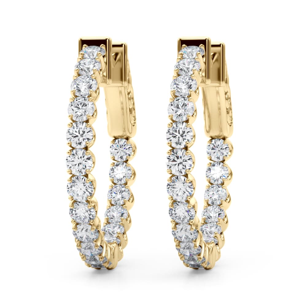 Classic Inside Out U-Prong Hoop Earrings (1.02 ct. tw.), On hand view in yellow gold