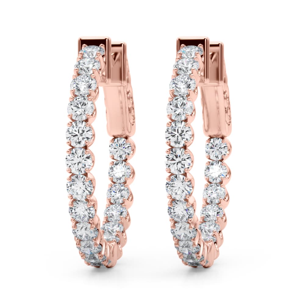 Classic Inside Out U-Prong Hoop Earrings (1.02 ct. tw.), On hand view in rose gold