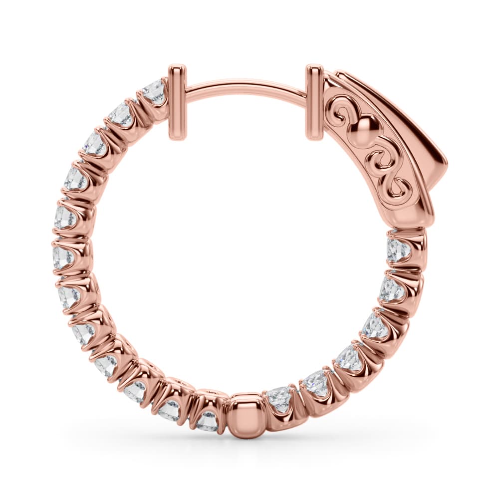 Classic Inside Out U-Prong Hoop Earrings (1.02 ct. tw.), Side view in rose gold
