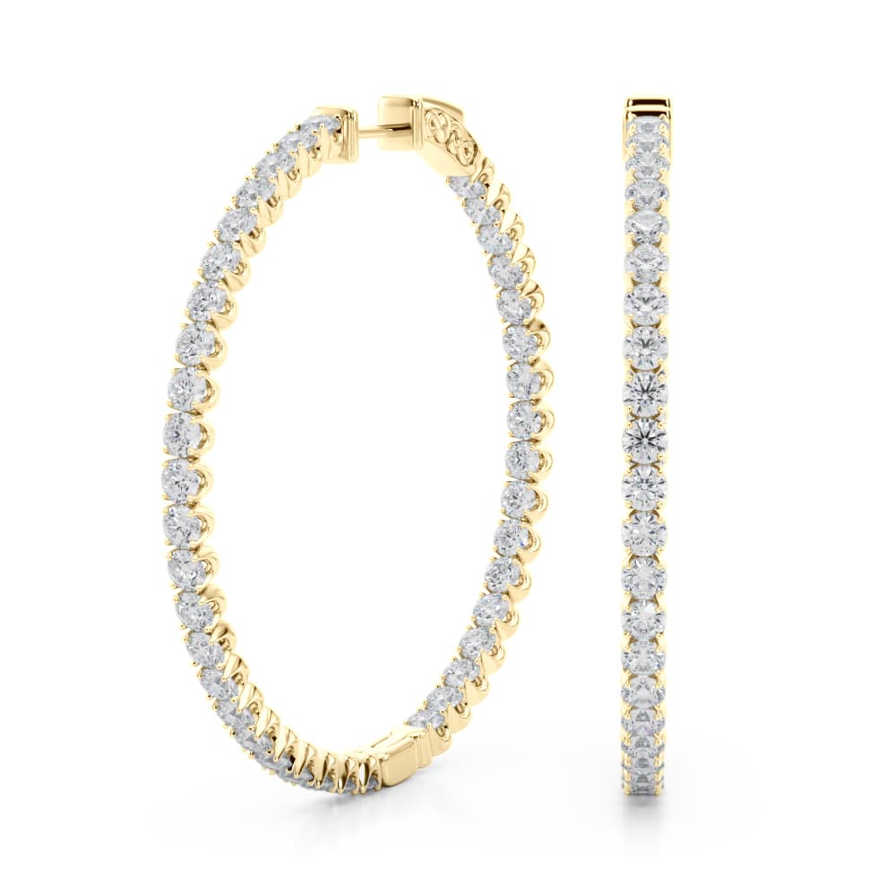 Lab-Grown Diamond 4-Prong Round Hoops, 41 mm (4 ct. tw.), Front view in yellow gold