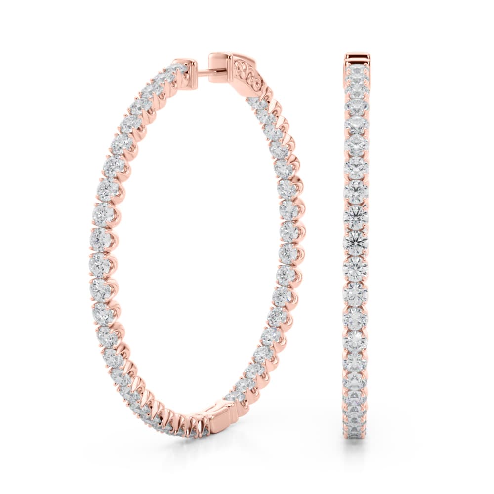 Lab-Grown Diamond 4-Prong Round Hoops, 41 mm (4 ct. tw.), Front view in rose gold